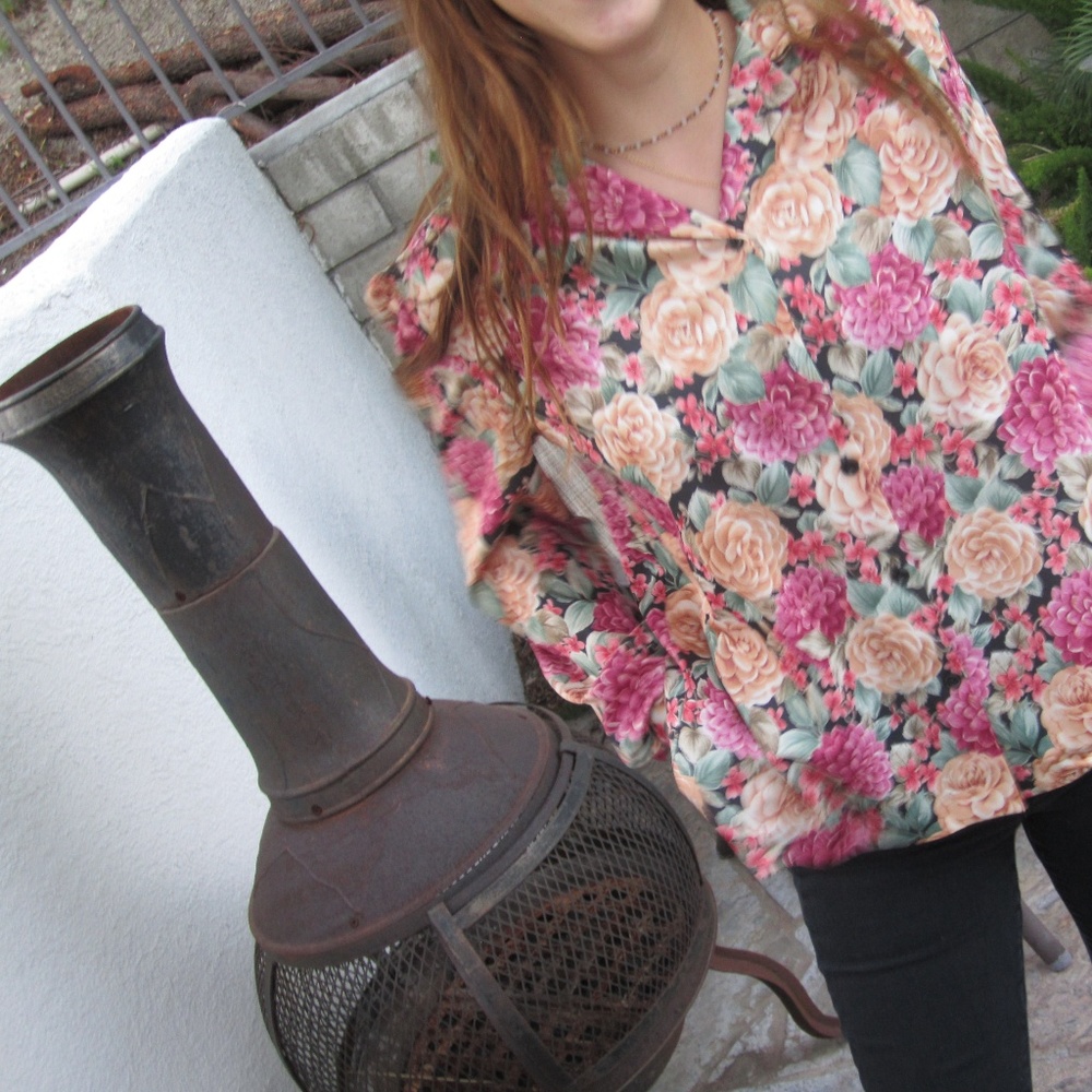 Floral button up dress shirt